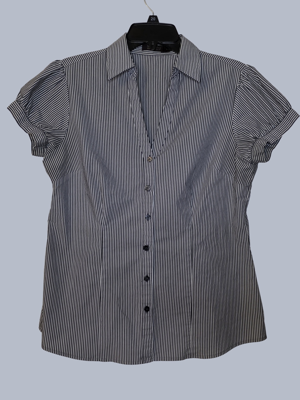 The Limited White & Grey Striped Essential Shirt Button Down Top